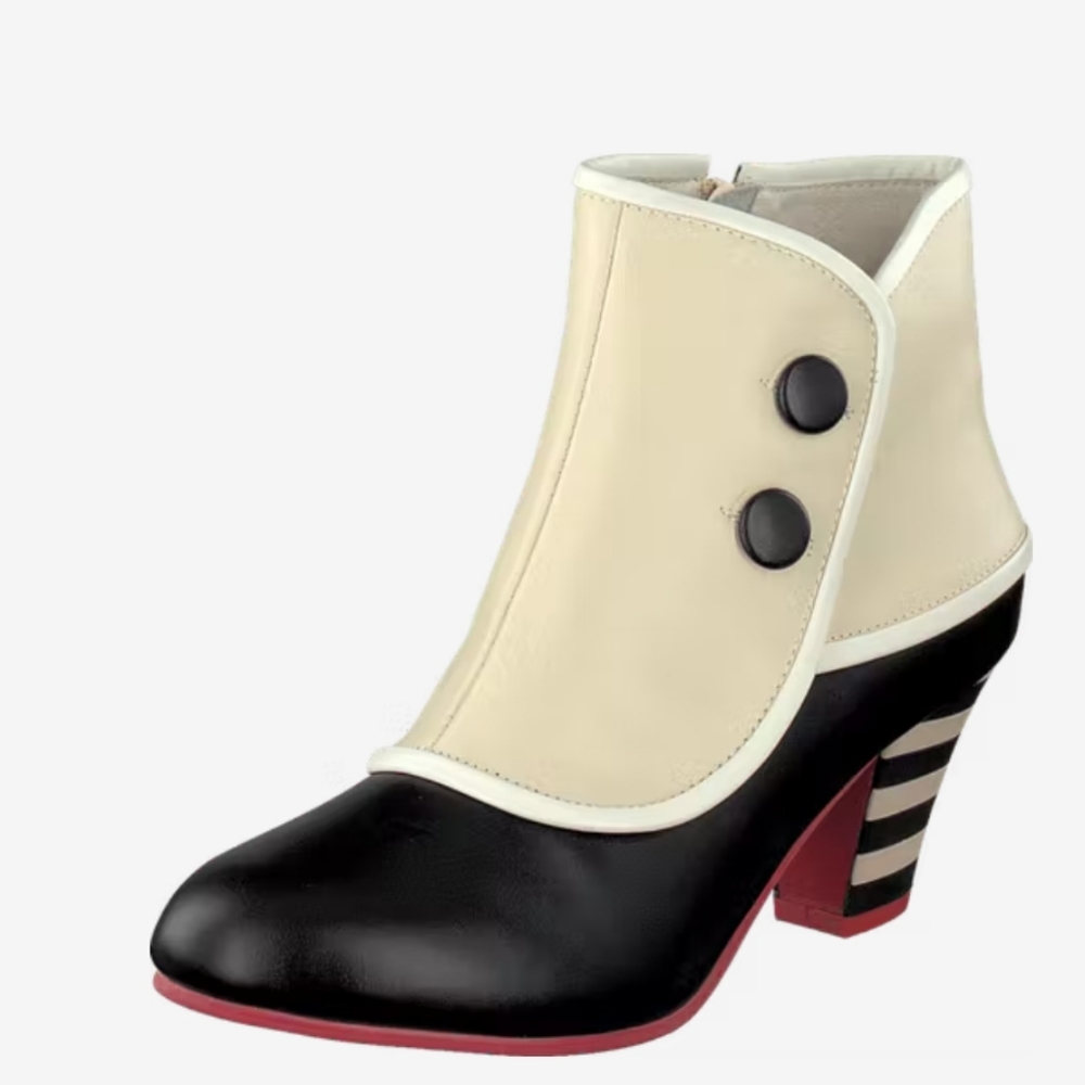 NWT Lola Ramona Copenhagen Leather Elsie Ankle Boots 411617 in Black/Cream
